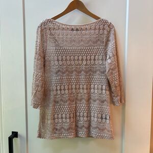 Max Jeans Blush Lace Crochet Tunic Top – Size M
